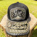 M- Black embroidered faux horsehair Trucker Hat