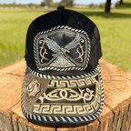 M- Black embroidered faux horsehair Trucker Hat