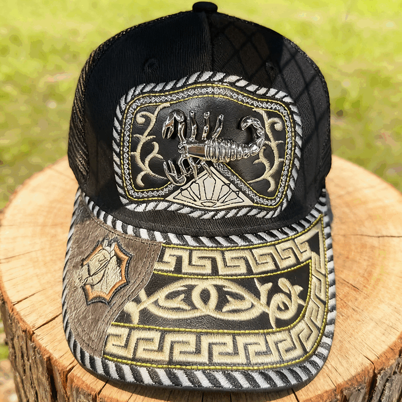 M- Black embroidered faux horsehair Trucker Hat