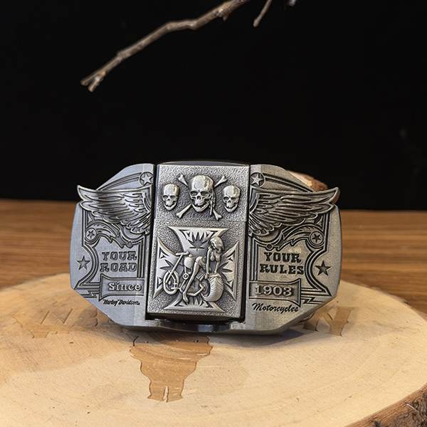 TOPACC Western Skull Motorcycle Lighter Belt Buckle