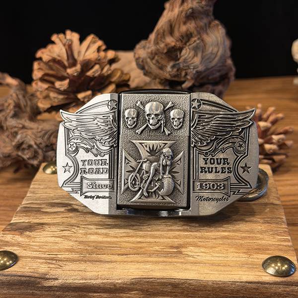 TOPACC Western Skull Motorcycle Lighter Belt Buckle