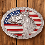 P-TOPACC American Flag Horse Belt Buckle