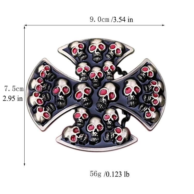 P-TOPACC Cross Skull Belt Buckle