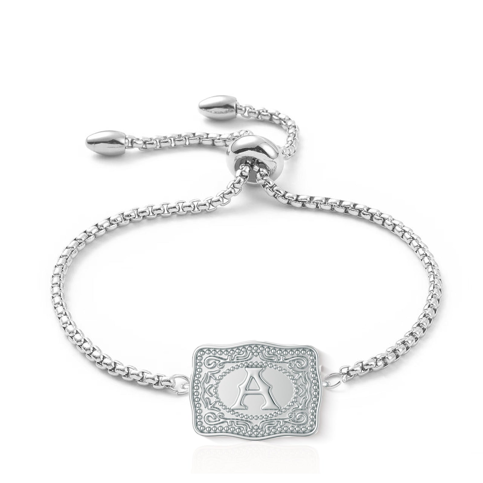 Western Cowboy Letter Bracelet Unisex Silver Stainless Steel