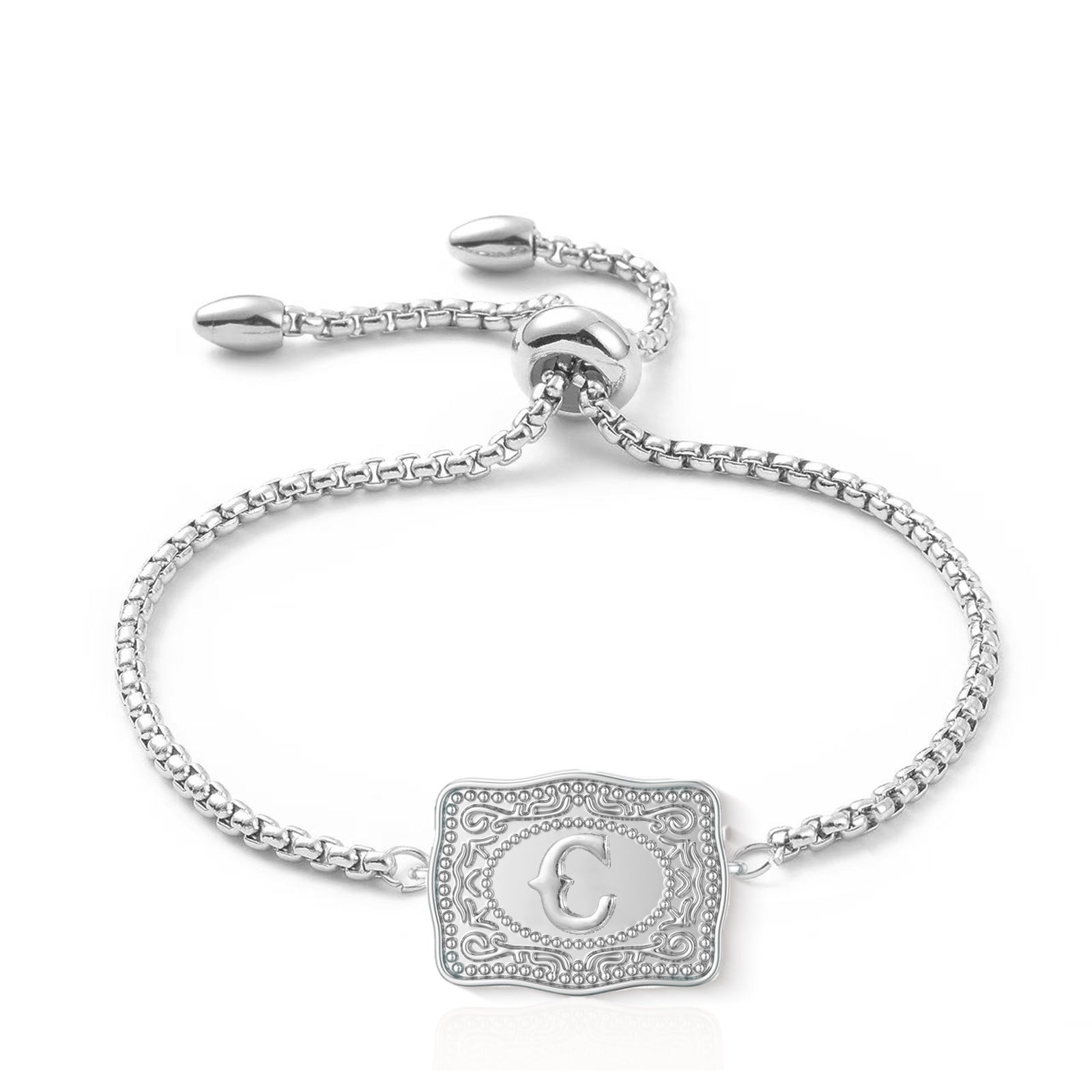 Western Cowboy Letter Bracelet Unisex Silver Stainless Steel