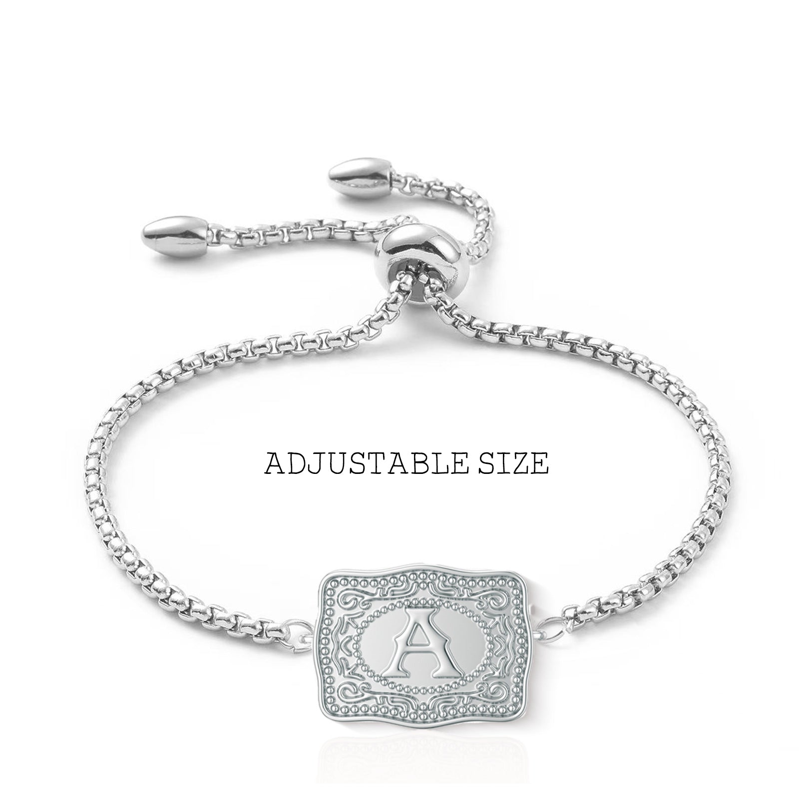 Western Cowboy Letter Bracelet Unisex Silver Stainless Steel
