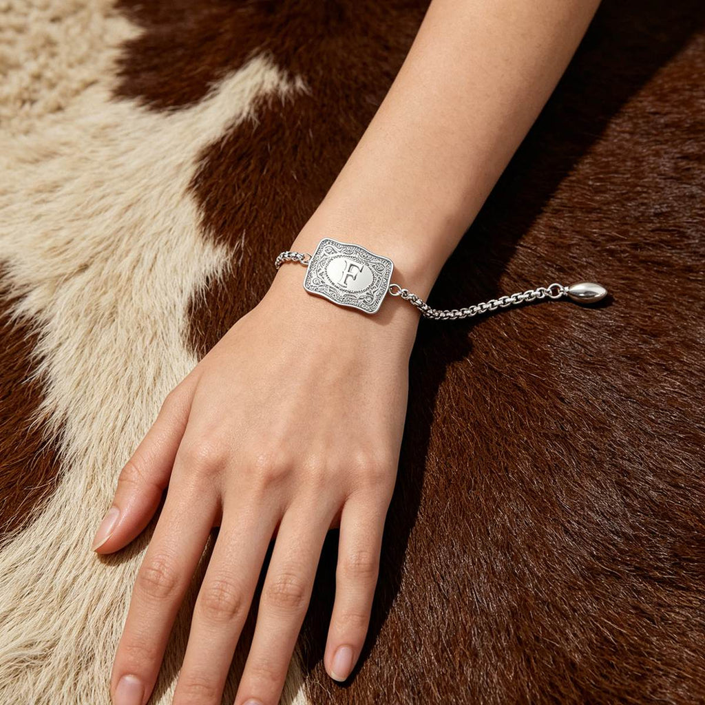 Western Cowboy Letter Bracelet Unisex Silver Stainless Steel