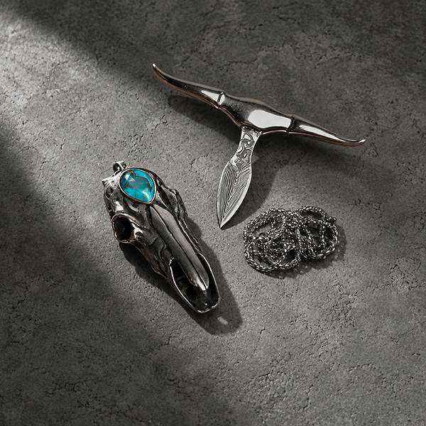 X-Turquoise Longhorn  Skull Necklace Buckle