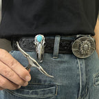 X-Turquoise Longhorn  Skull Necklace Buckle
