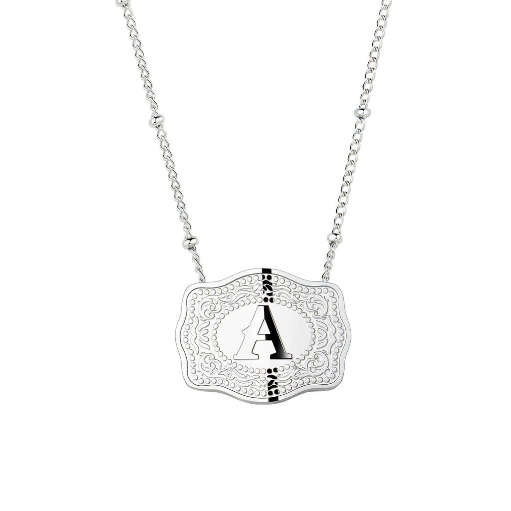 TOPACC Western Cowboy Letter Pendant Necklace Silver Unisex
