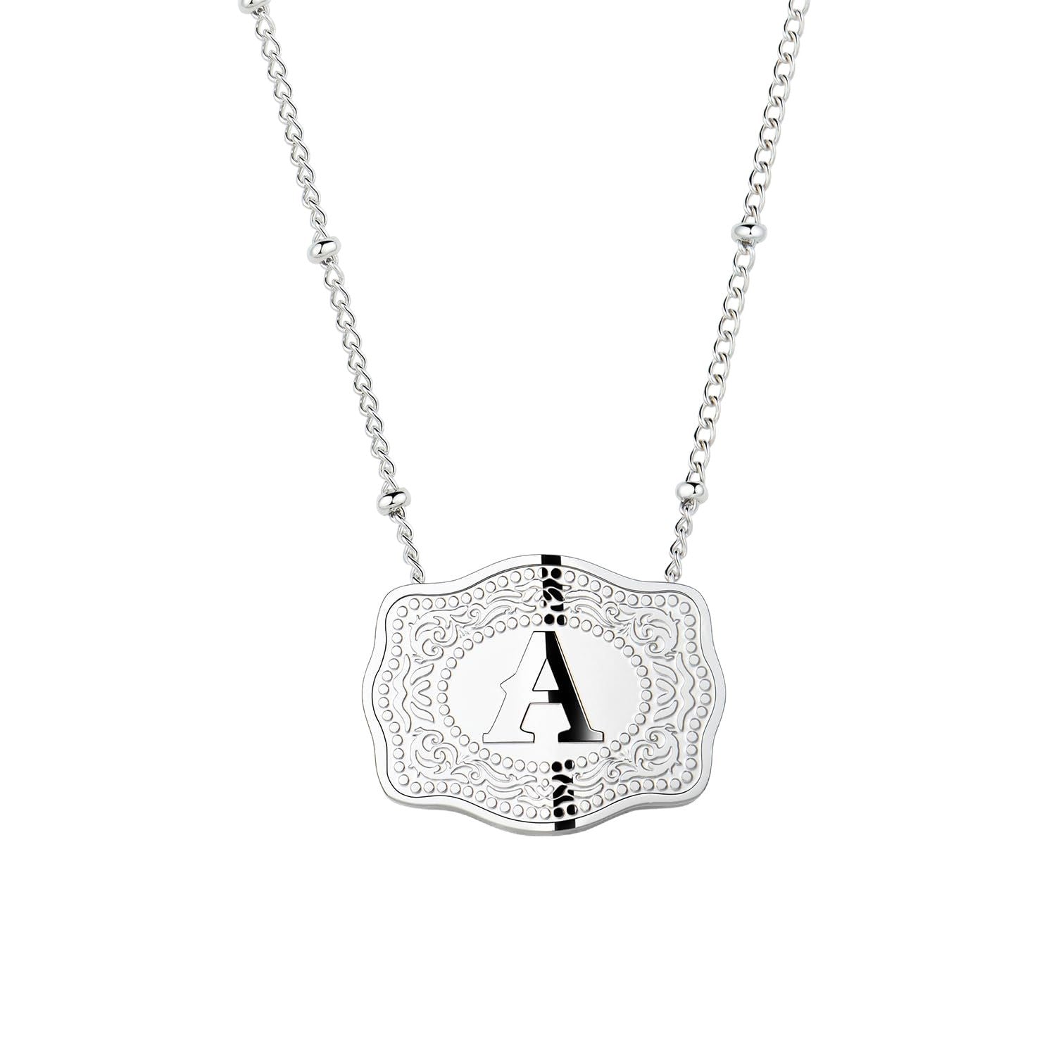 TOPACC Western Cowboy Letter Pendant Necklace Silver Unisex