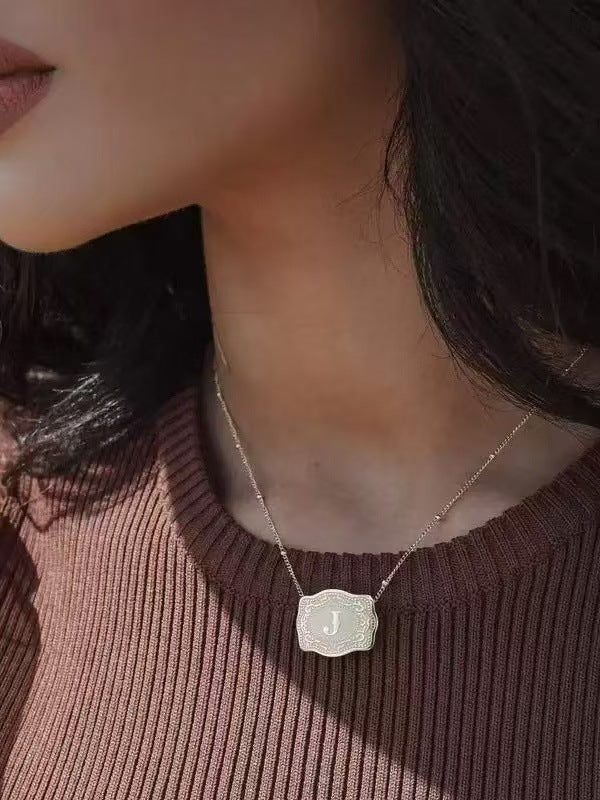 TOPACC Western Cowboy Letter Pendant Necklace Silver Unisex
