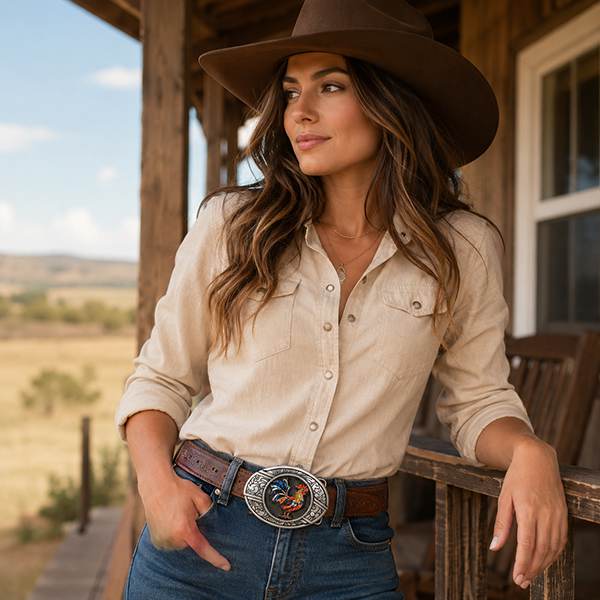TOPACC Stained Glass Animal Western Belt Buckle