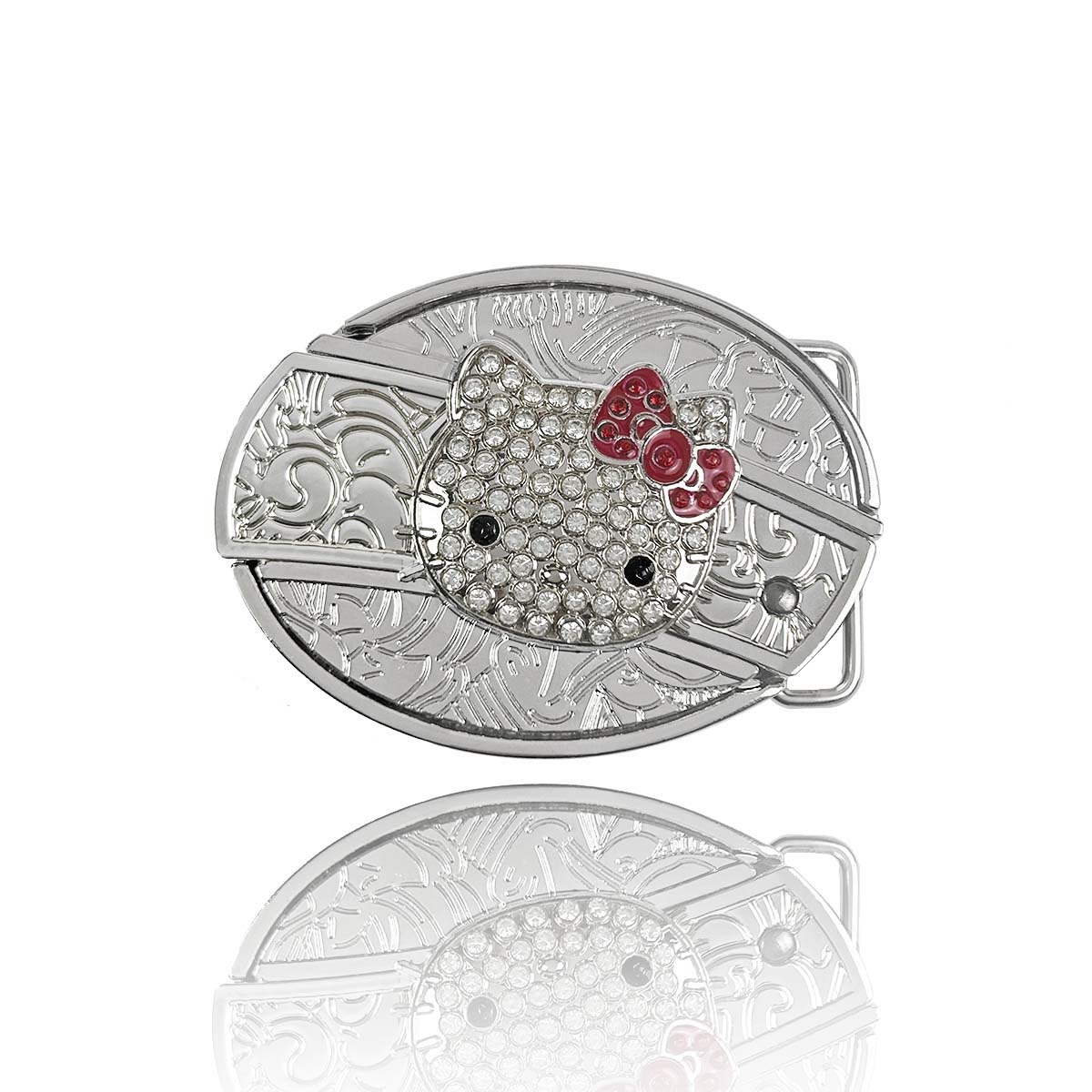 TOPACC Enameled Oval Unisex Belt Buckle - Cute Kitty & Mischief Style Designs