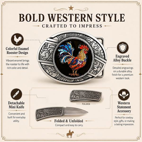 TOPACC Stained Glass Animal Western Belt Buckle